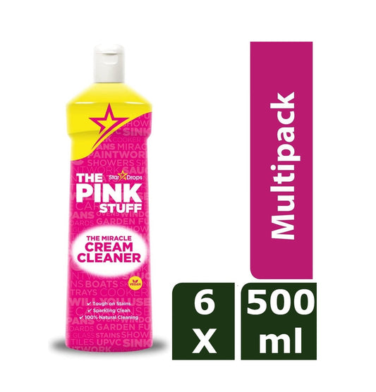 The Pink Stuff Crema abrasiva - Envase económico de 6 x 500 ml - Respetuoso con el medio ambiente