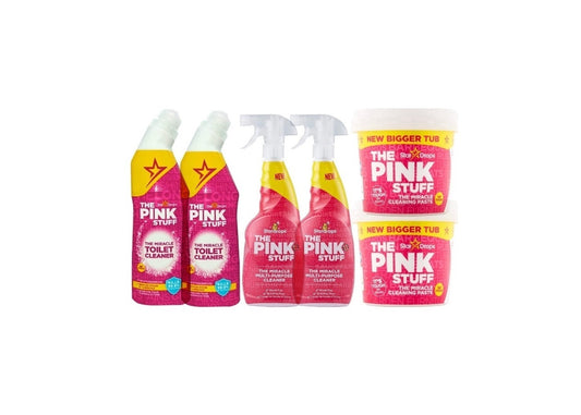 The Pink Stuff Ultimate Bundle - 2x Spray 750 ml - 2x Limpiador de WC 750 ml - 2x Pasta Milagrosa 850 gramos
